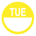 Nevs DaySpots - Tuesday 2" circle White w/Yellow DDOT-T2